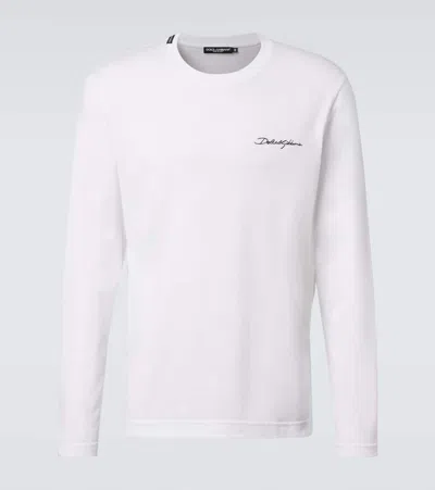 DOLCE & GABBANA LOGO EMBROIDERED COTTON JERSEY T-SHIRT