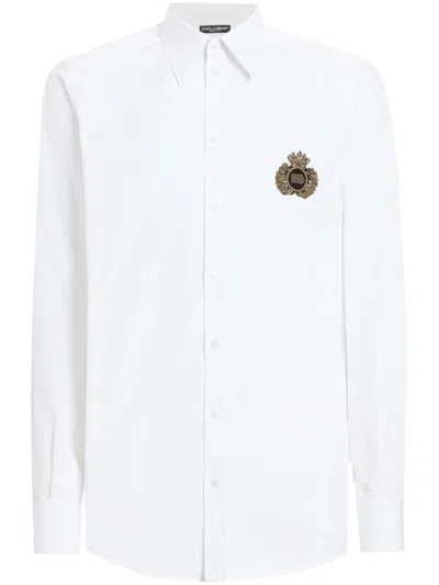 DOLCE & GABBANA LOGO EMBROIDERED COTTON SHIRT