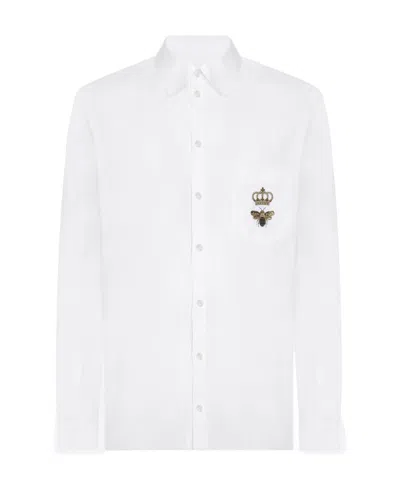 DOLCE & GABBANA DOLCE  GABBANA LOGO-EMBROIDERED BUTTONED SHIRT