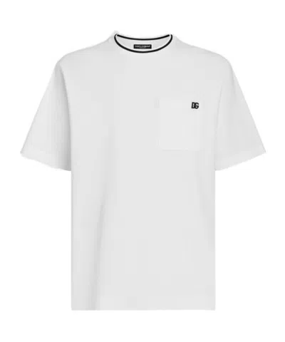 DOLCE & GABBANA DOLCE  GABBANA LOGO EMBROIDERED SHORT-SLEEVED T-SHIRT
