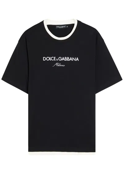 DOLCE & GABBANA DOLCE & GABBANA LOGO-EMBROIDERED COTTON T-SHIRT