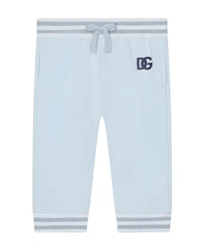 Dolce & Gabbana Logo-embroidered Cotton Track Pants In Blue