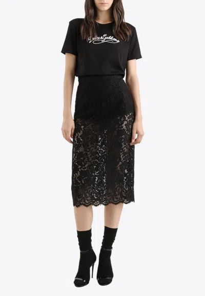 Dolce & Gabbana Logo-embroidered Crewneck T-shirt In Black