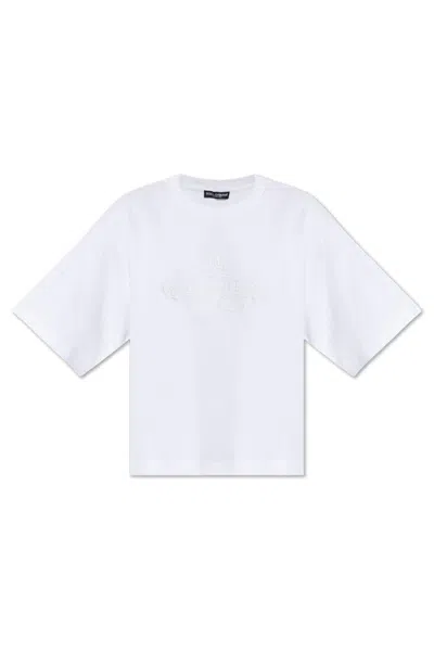 Dolce & Gabbana Logo-embroidered T-shirt In White
