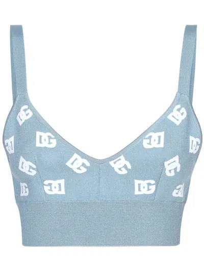 DOLCE & GABBANA LOGO EMBROIDERED CROPPED TOP