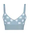 Dolce & Gabbana Jacquard Logo Cropped Top Tops Light Blue In Blue