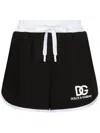 Dolce & Gabbana Shorts In Jersey Di Cotone Con Ricamo Logo Dg In Schwarz