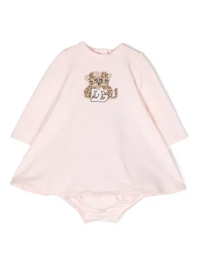 Dolce & Gabbana Babies' Embroidered-motif Dress Set In Pink