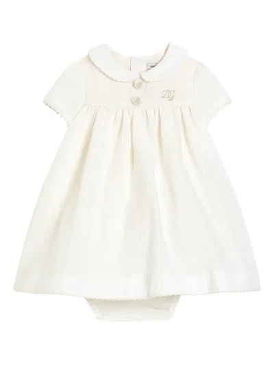 Dolce & Gabbana Babies' Logo-embroidered Dress In White