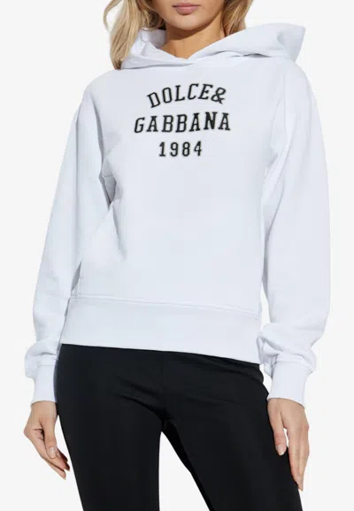 Dolce & Gabbana Logo Embroidered Hooded Sweatshirt In White
