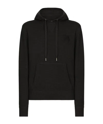 Dolce & Gabbana Logo-embroidered Hoodie In Black