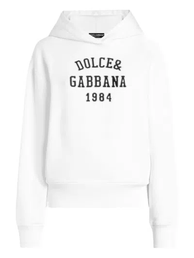 Dolce & Gabbana Logo-embroidered Hoodie In White