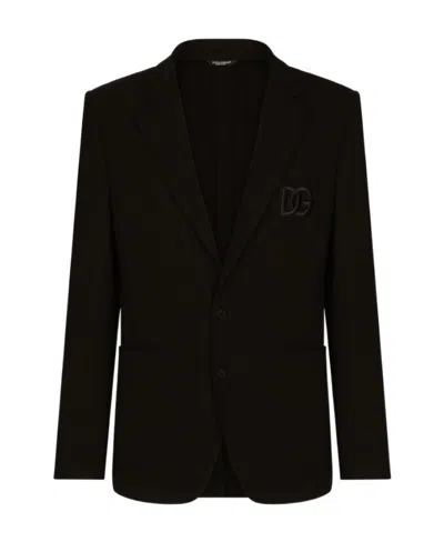 Dolce & Gabbana Logo-embroidered Jacket In Black