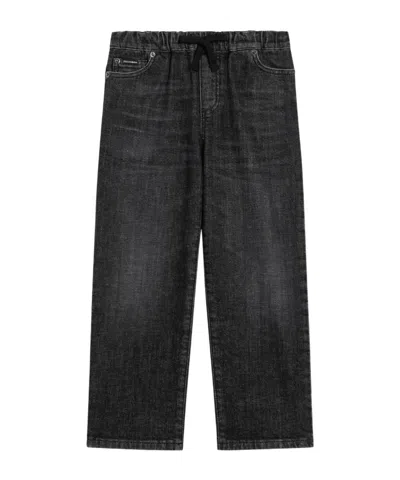 Dolce & Gabbana Logo-embroidered Jeans In Black