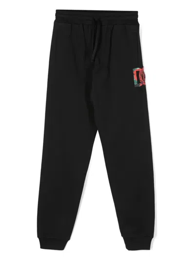 Dolce & Gabbana Kids' Logo-embroidered Jersey Track Pants In Black