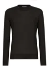 Dolce & Gabbana Cashmere Round-neck Sweater With Dg Embroidery In Schwarz