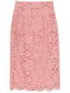 Dolce & Gabbana Lace Midi Skirt With Embroidered Logo In Rosa