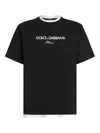 Dolce & Gabbana Logo-embroidered Layering Cotton T-shirt In Black