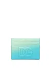 Dolce & Gabbana Logo-embroidered Ombré-effect Cardholder In Blue