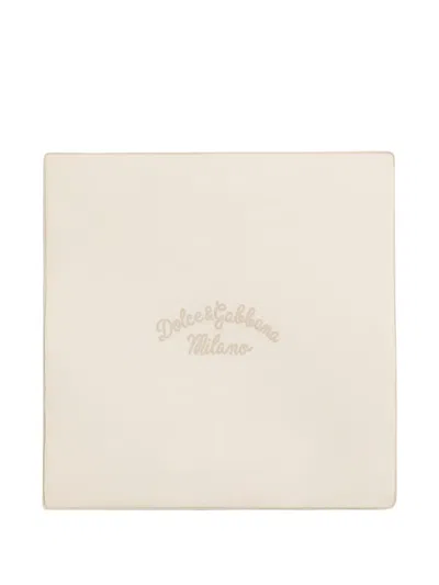 Dolce & Gabbana Logo-embroidered Polka Dot Blanket In Neutral