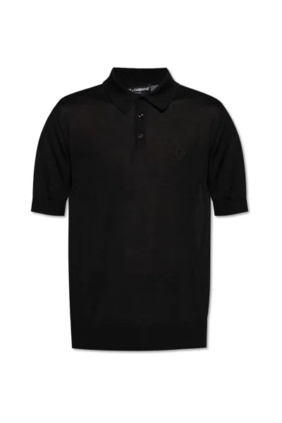 Dolce & Gabbana Silk Polo Shirt In Black