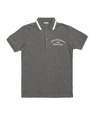 Dolce & Gabbana Logo-embroidered Polo Shirt In Gray