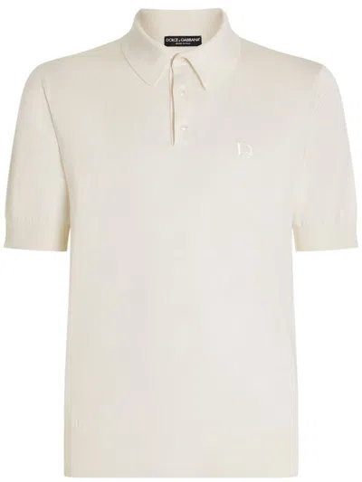 Dolce & Gabbana Logo-embroidered Polo Shirt In White