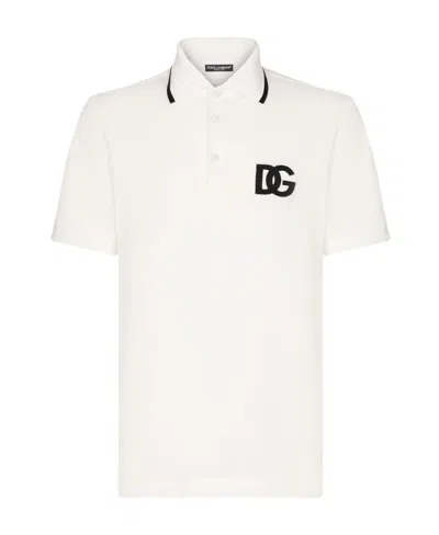 Dolce & Gabbana Logo-embroidered Polo Shirt In White