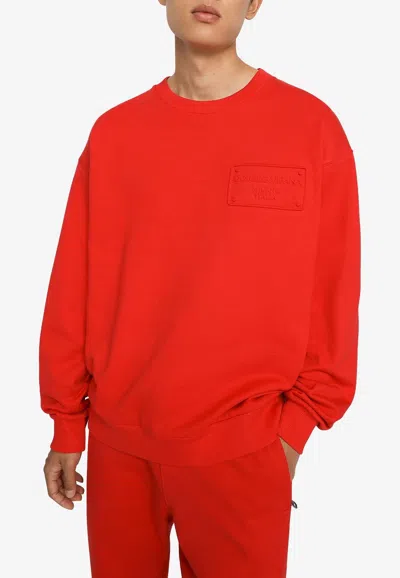 Dolce & Gabbana Logo-embroidered Pullover Sweatshirt In Red