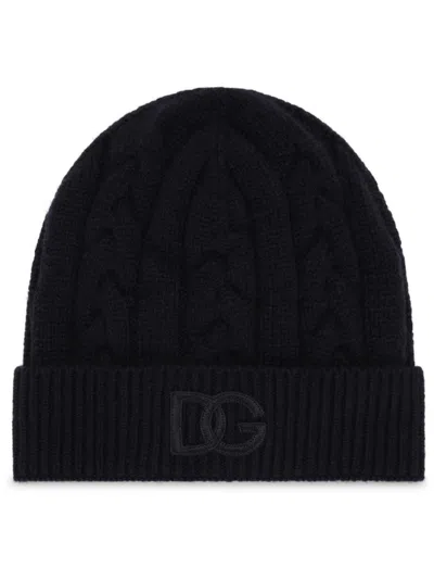 Dolce & Gabbana Logo-embroidered Ribbed-knit Beanie In Blue