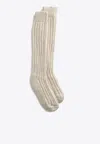 Dolce & Gabbana Logo Embroidered Ribbed Socks In Gray