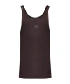Dolce & Gabbana Logo-embroidered Ribbed Tank Top In Brown