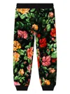 Dolce & Gabbana Flower-print Brand-design-plaque Cotton-blend Jogging Bottoms 6-12 Y In Black