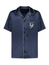 Dolce & Gabbana Blue Silk Short Sleeve Shirt In Blue
