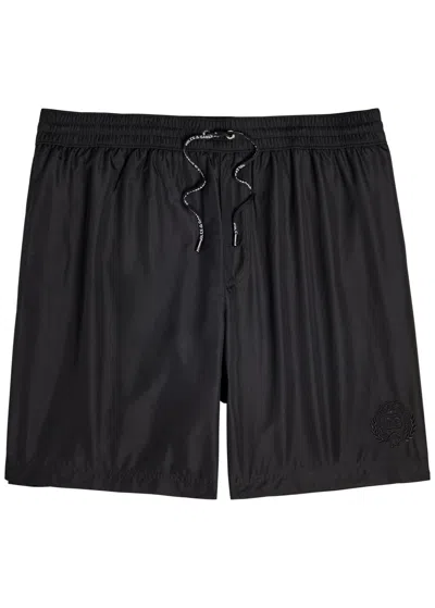 Dolce & Gabbana Logo-embroidered Shell Swim Shorts In Black