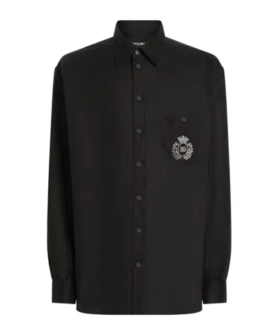 DOLCE & GABBANA LOGO-EMBROIDERED SHIRT