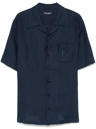 DOLCE & GABBANA LOGO-EMBROIDERED SHIRT