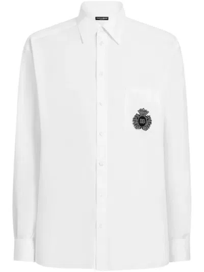 Dolce & Gabbana Logo-embroidered Shirt In White