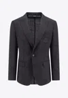Dolce & Gabbana Logo-embroidered Single-breasted Blazer In Black