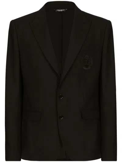 Dolce & Gabbana Single-breasted Stretch Cotton Taormina-fit Jacket In Black