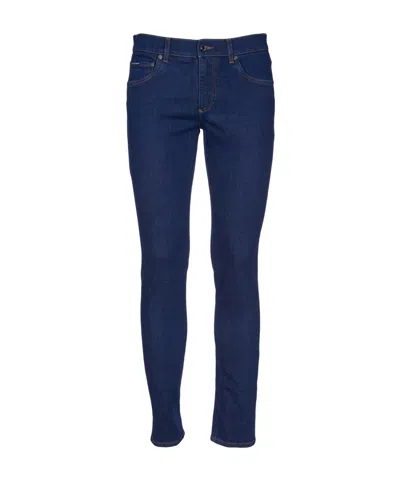 Dolce & Gabbana Logo-embroidered Slim-fit Jeans In Blue