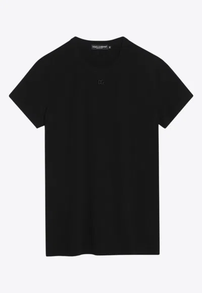 DOLCE & GABBANA LOGO EMBROIDERED SLIM T-SHIRT