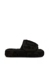 Dolce & Gabbana Logo-embroidered Slippers In Black
