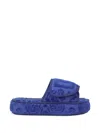 Dolce & Gabbana Terry Cotton Plateau Slippes In Blue