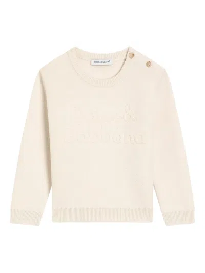 Dolce & Gabbana Babies' Logo-embroidered Sweater In Neutral