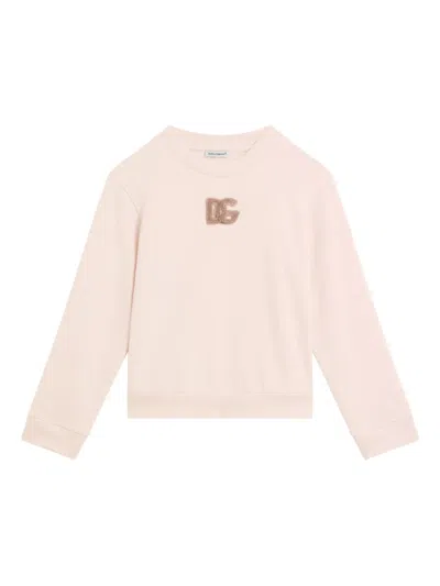 Dolce & Gabbana Logo-embroidered Sweatshirt In Pink