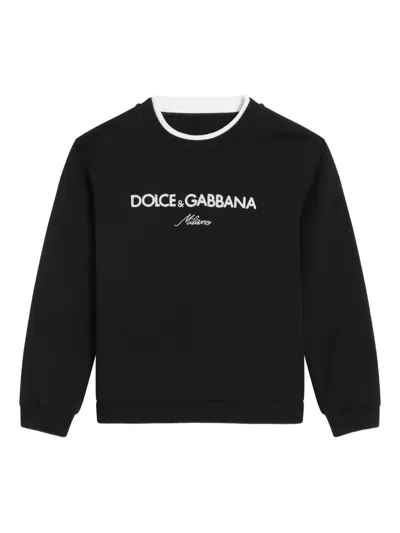 Dolce & Gabbana Kids' Logo-embroidered Sweatshirt In Black