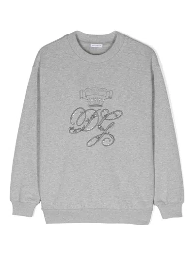 Dolce & Gabbana Kids' Logo-embroidered Sweatshirt In Grey
