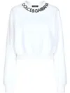 Dolce & Gabbana Cropped Jersey Sweatshirt With Logo Embroidery On Neck In White