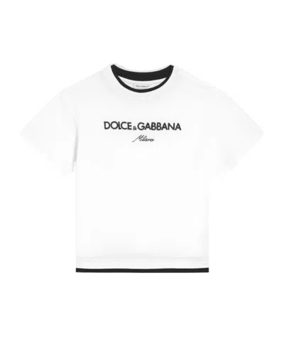 Dolce & Gabbana Kids' Logo-embroidered T-shirt In White